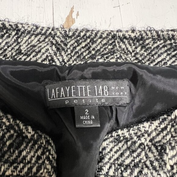 Lafayette 148 Wool Silk Jacket Coat Blazer 2 Crop 3/4 Sleeve Tweed Fall Winter - Picture 9 of 11